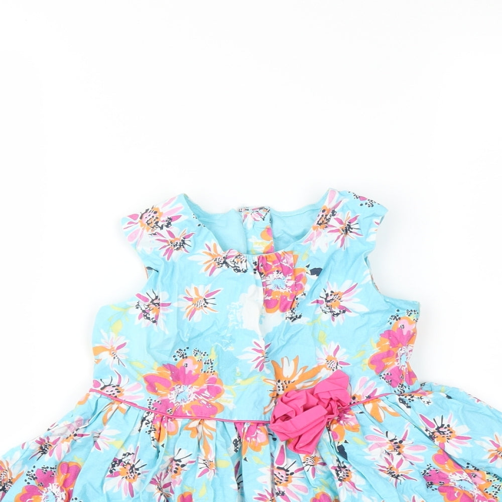 Matalan Girls Blue Floral  Ball Gown  Size 3-4 Years