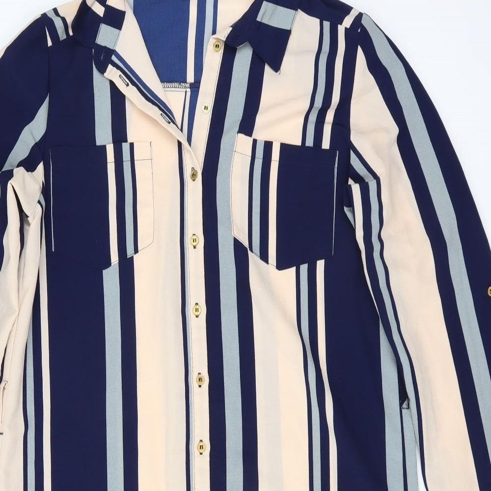 CAMEO ROSE Womens Blue Striped  Shirt Dress  Size 10
