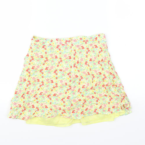Bershka Womens Yellow Floral  Mini Skirt Size S