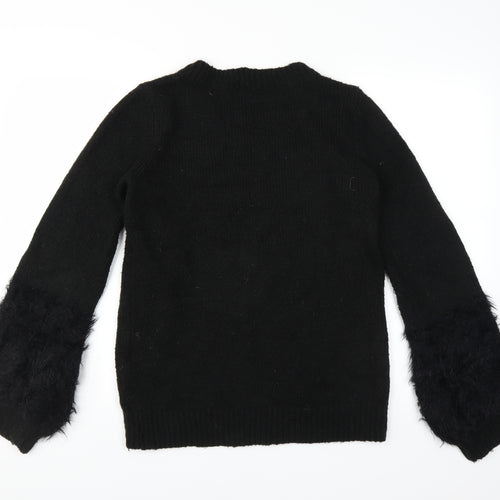 VILA Womens Black   Pullover Jumper Size S  - furry cuffs on sleeves