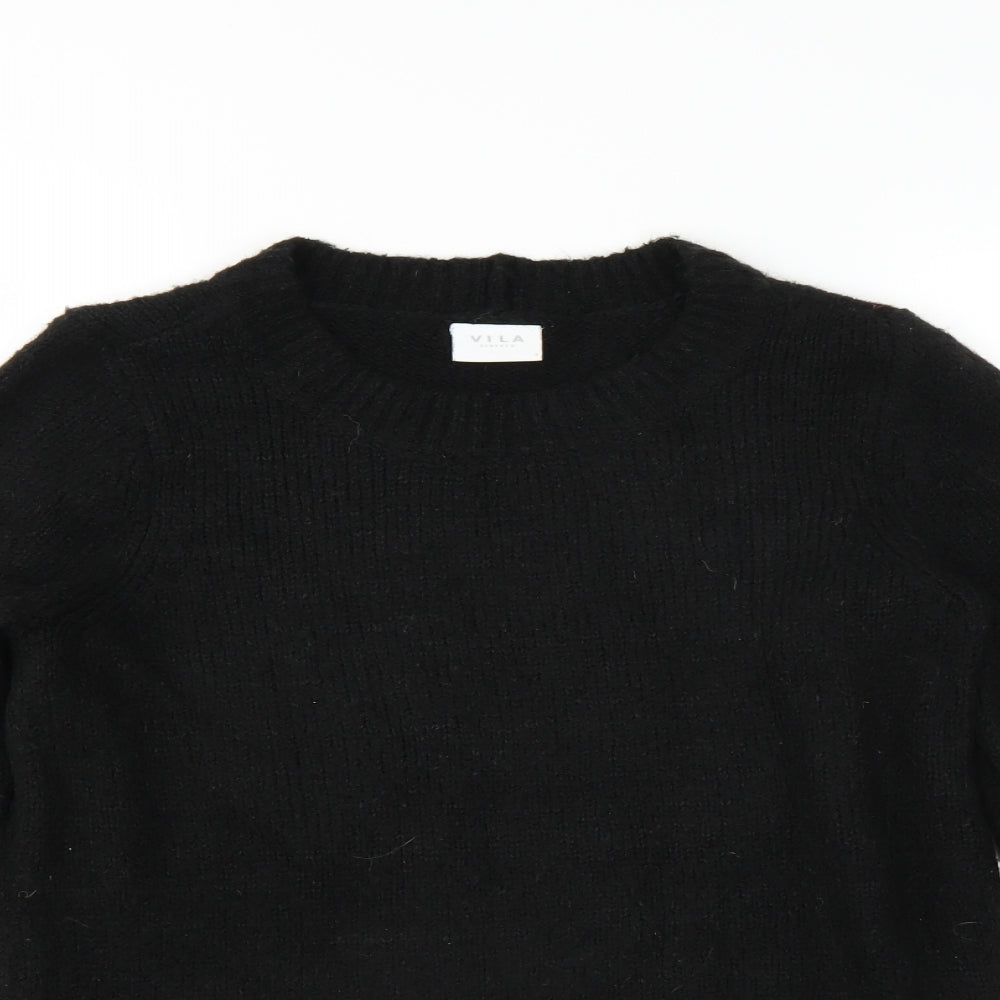 VILA Womens Black   Pullover Jumper Size S  - furry cuffs on sleeves