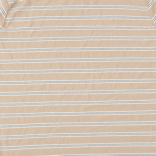 Boohoo Mens Beige Striped   T-Shirt Size L
