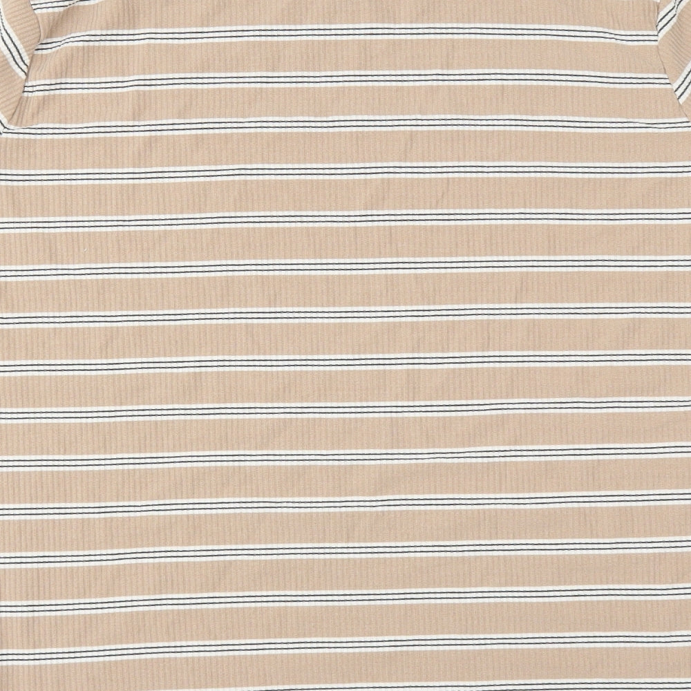 Boohoo Mens Beige Striped   T-Shirt Size L
