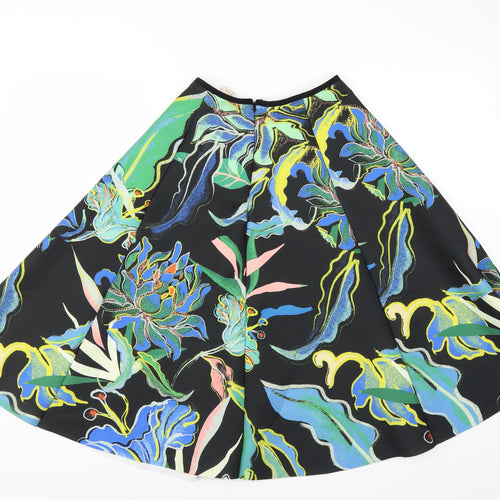H&M Womens Black Floral  A-Line Skirt Size 6