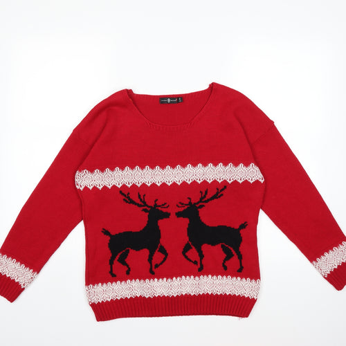 Preworn Womens Red  Knit Pullover Jumper Size S