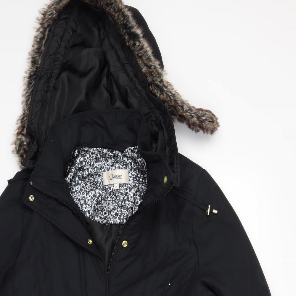 Classics Womens Black   Parka Coat Size 14