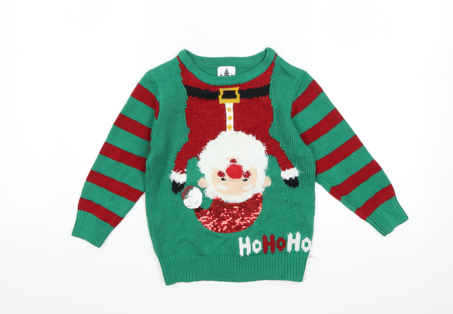 George Boys Grey Striped Knit Pullover Jumper Size 3 Years  - christmas