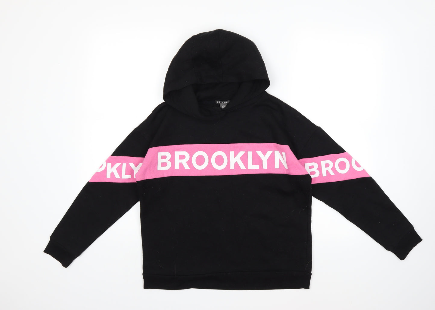 Primark Girls Black   Pullover Hoodie Size 14 Years  - brooklyn