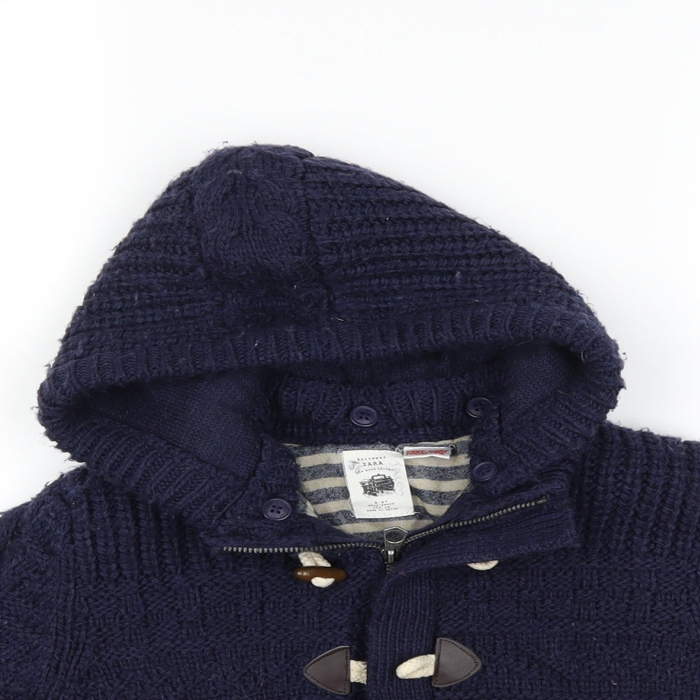 Zara Boys Blue  Knit Jacket Coatigan Size 3-4 Years