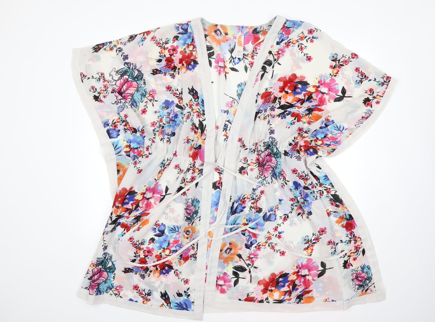 ocean club Womens White Floral  Kimono Blouse Size 18
