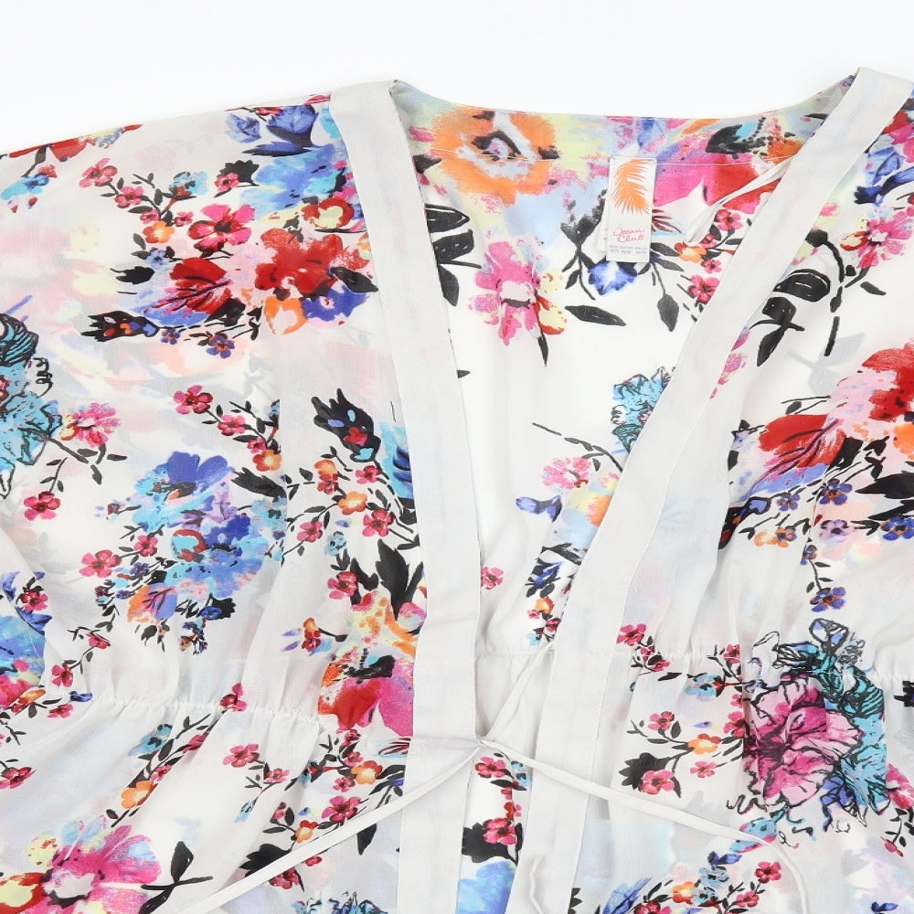 ocean club Womens White Floral  Kimono Blouse Size 18