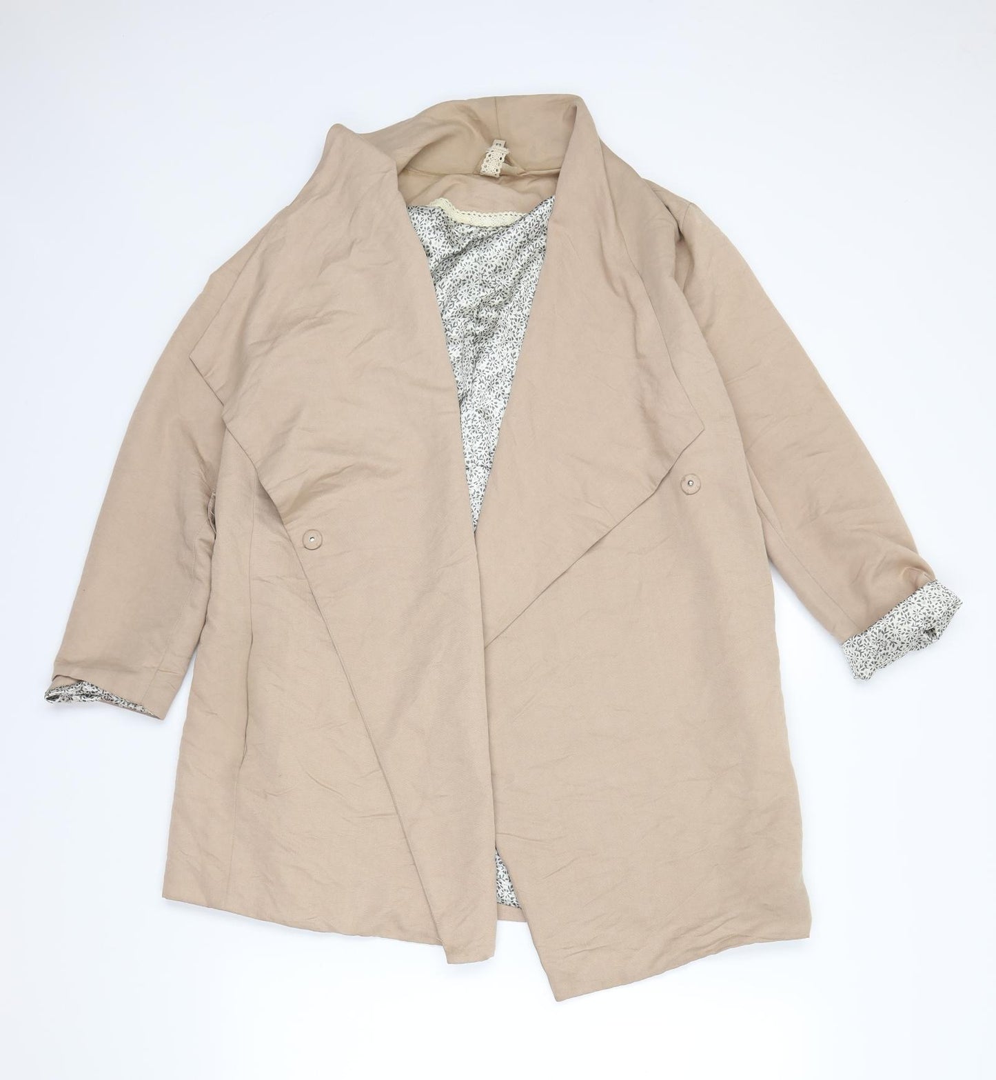 H&M Womens Beige   Overcoat Coat Size 12