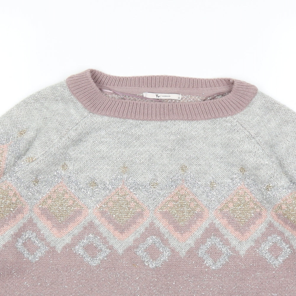 TU Womens Purple  Knit Pullover Jumper Size 14