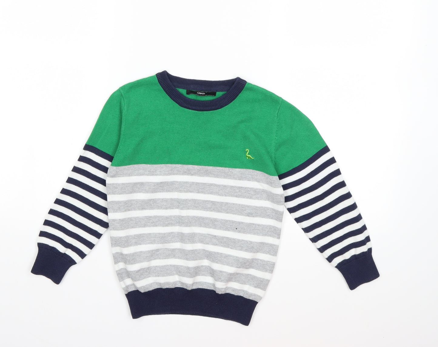 George Boys Grey Striped  Pullover Jumper Size 5-6 Years