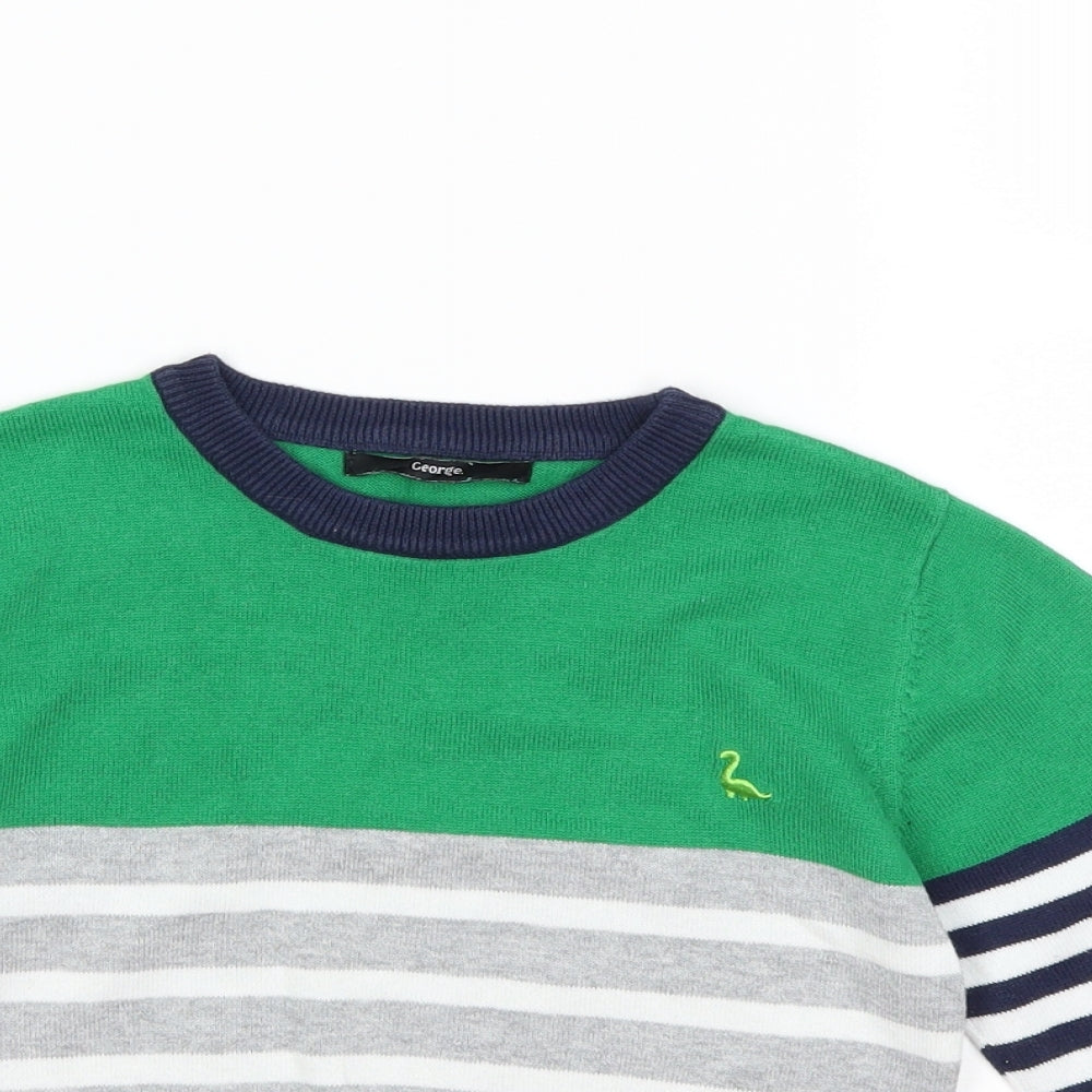 George Boys Grey Striped  Pullover Jumper Size 5-6 Years