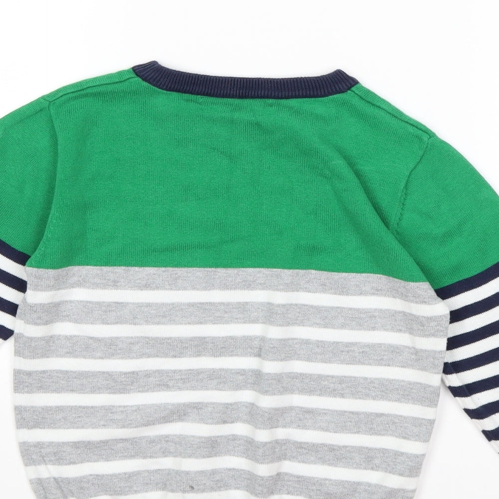 George Boys Grey Striped  Pullover Jumper Size 5-6 Years