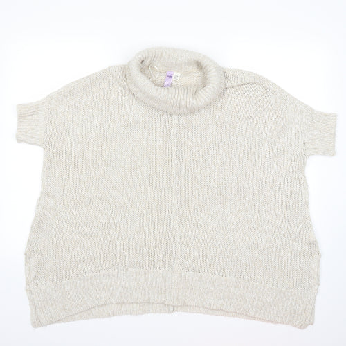 Alya Womens Beige  Knit Pullover Jumper Size S