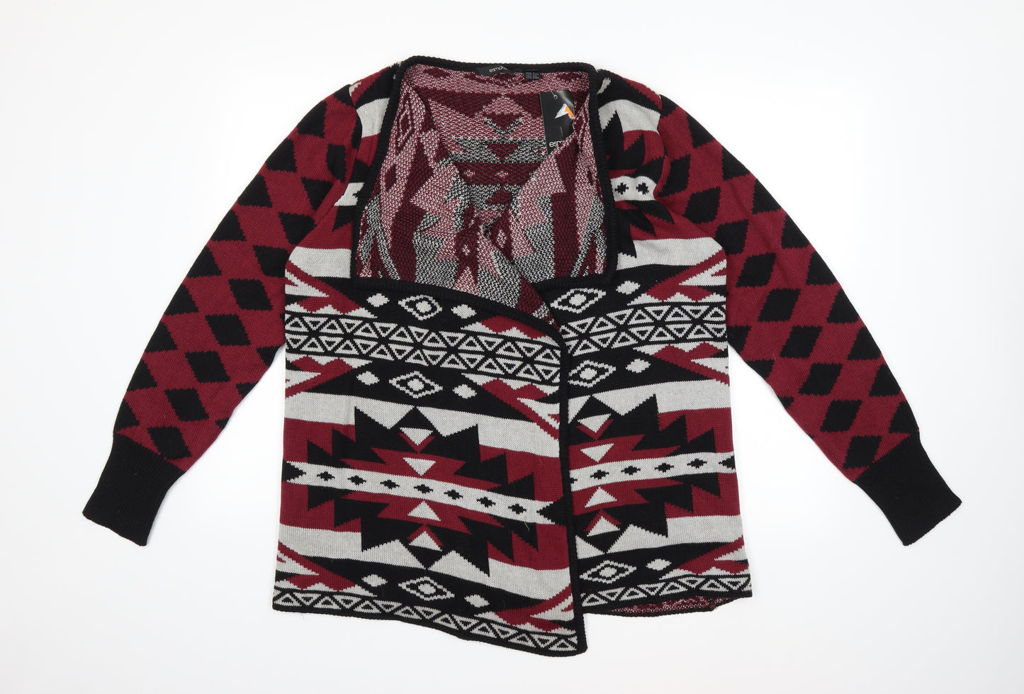 ESMARA Womens Red Geometric Knit Cardigan Jumper Size M