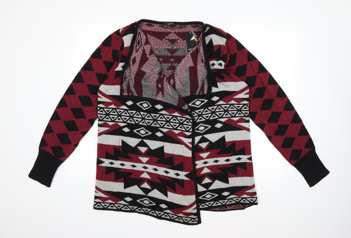 ESMARA Womens Red Geometric Knit Cardigan Jumper Size M