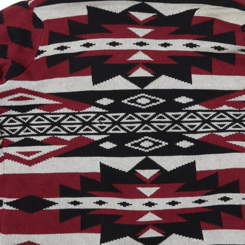 ESMARA Womens Red Geometric Knit Cardigan Jumper Size M