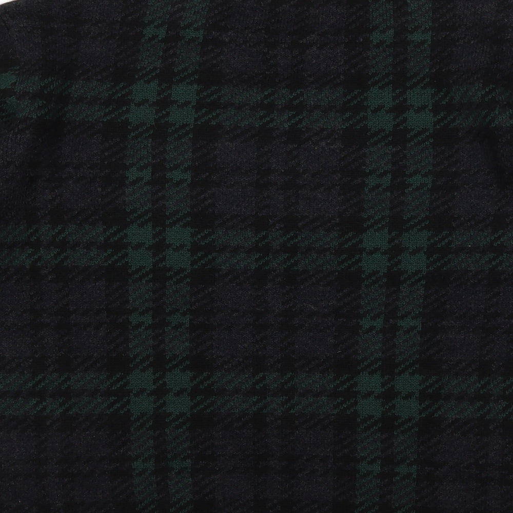 New Look Mens Green Houndstooth Knit Pullover Jumper Size L