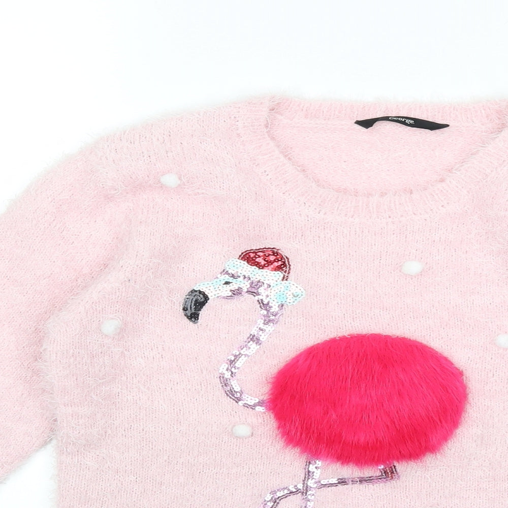 George Girls Pink  Knit Pullover Jumper Size 13 Years