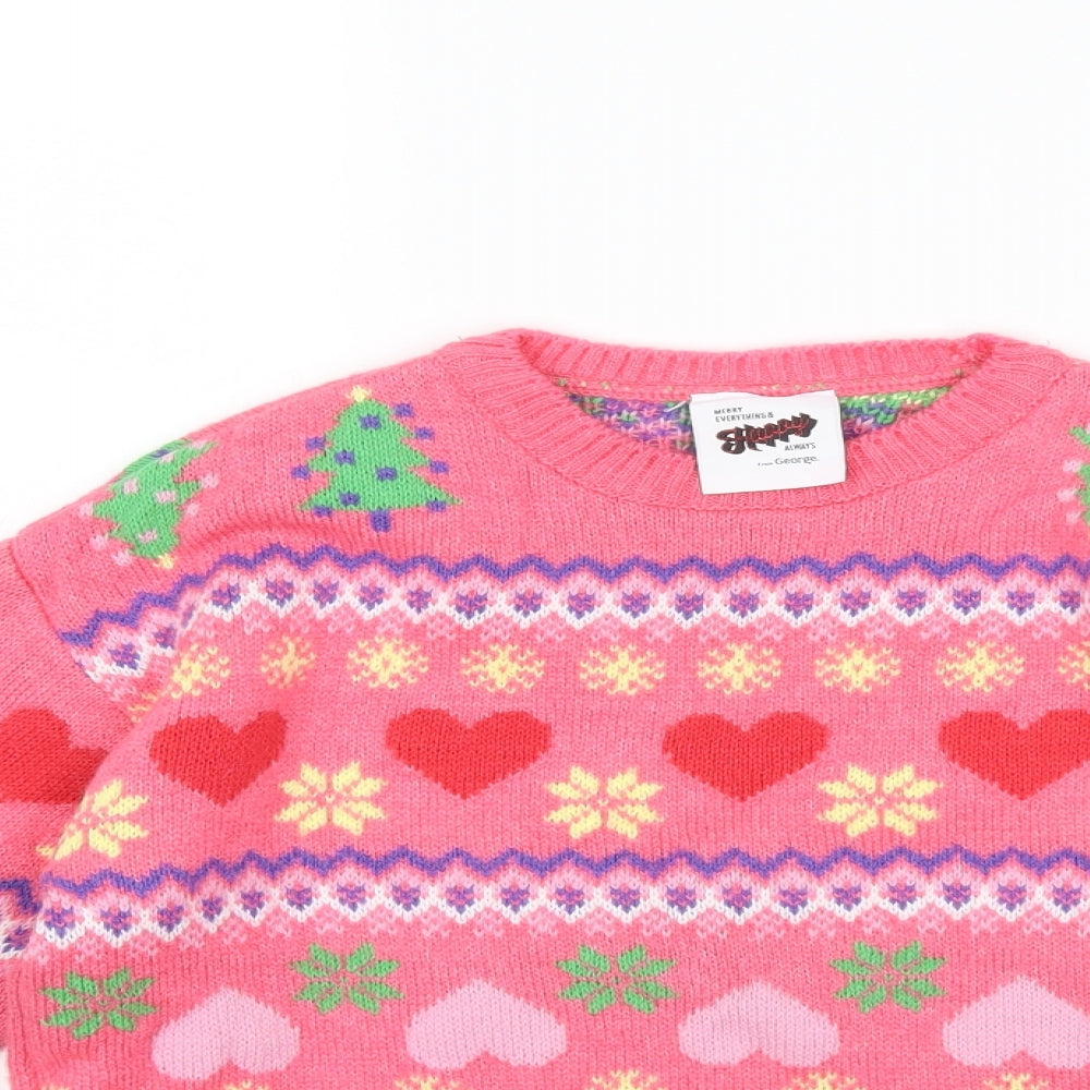 George Girls Pink  Knit Pullover Jumper Size 11-12 Years