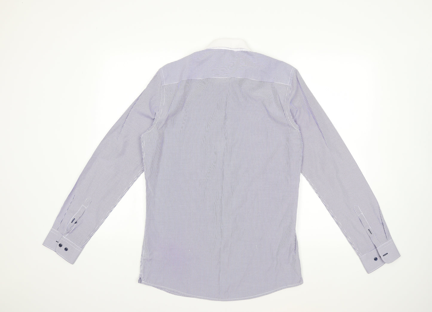 NEXT Mens Blue Striped   Dress Shirt Size 15