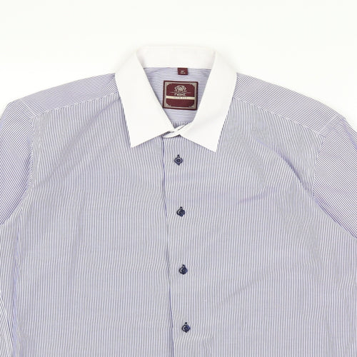 NEXT Mens Blue Striped   Dress Shirt Size 15