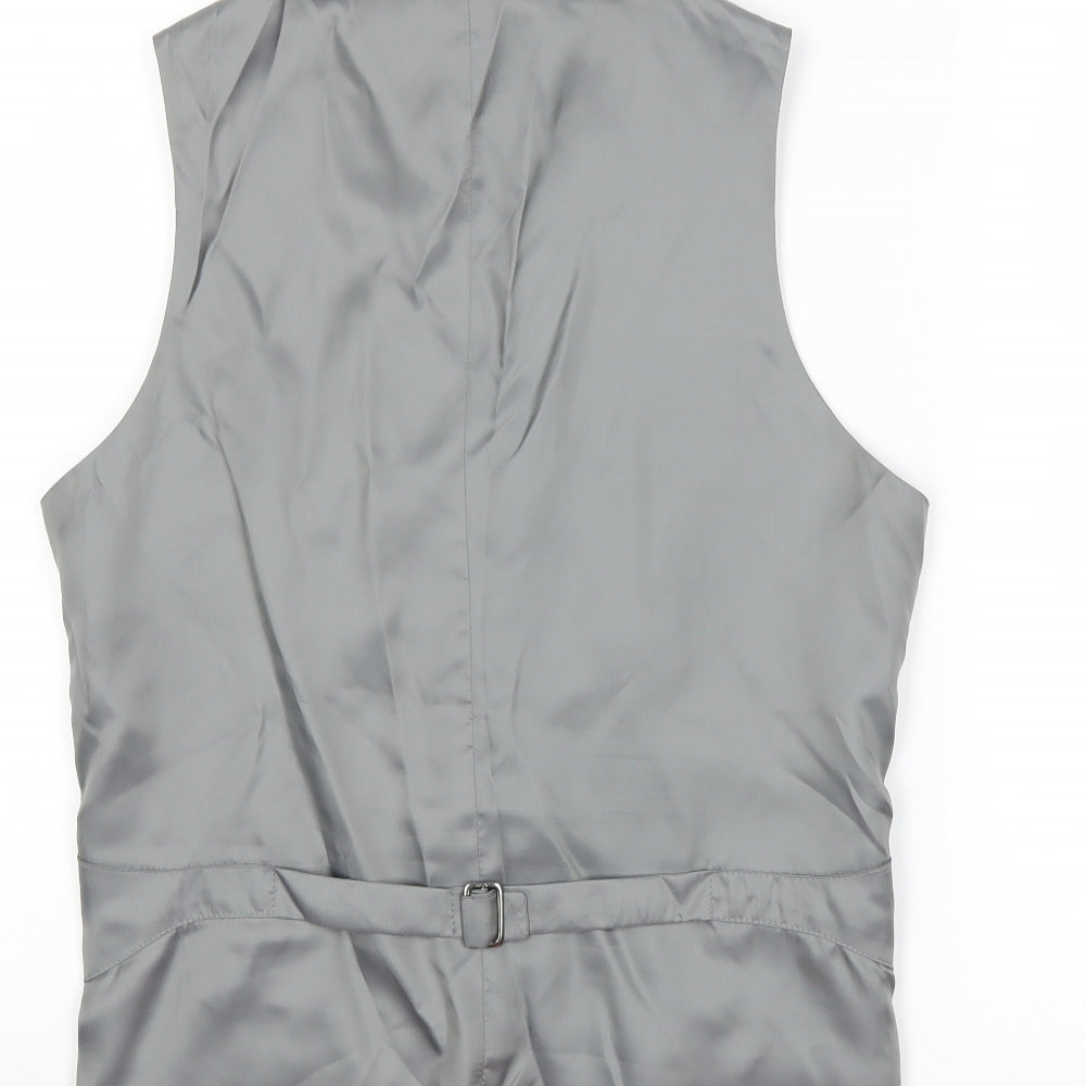 Preworn Mens Grey Striped  Jacket Suit Waistcoat Size 36