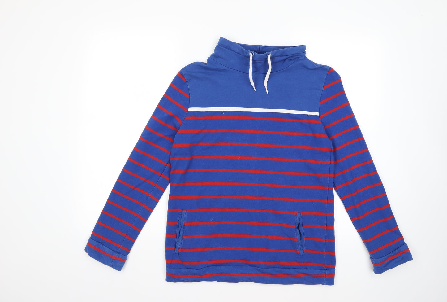 Equestrian Womens Blue Striped  Pullover Sweatshirt Size 10