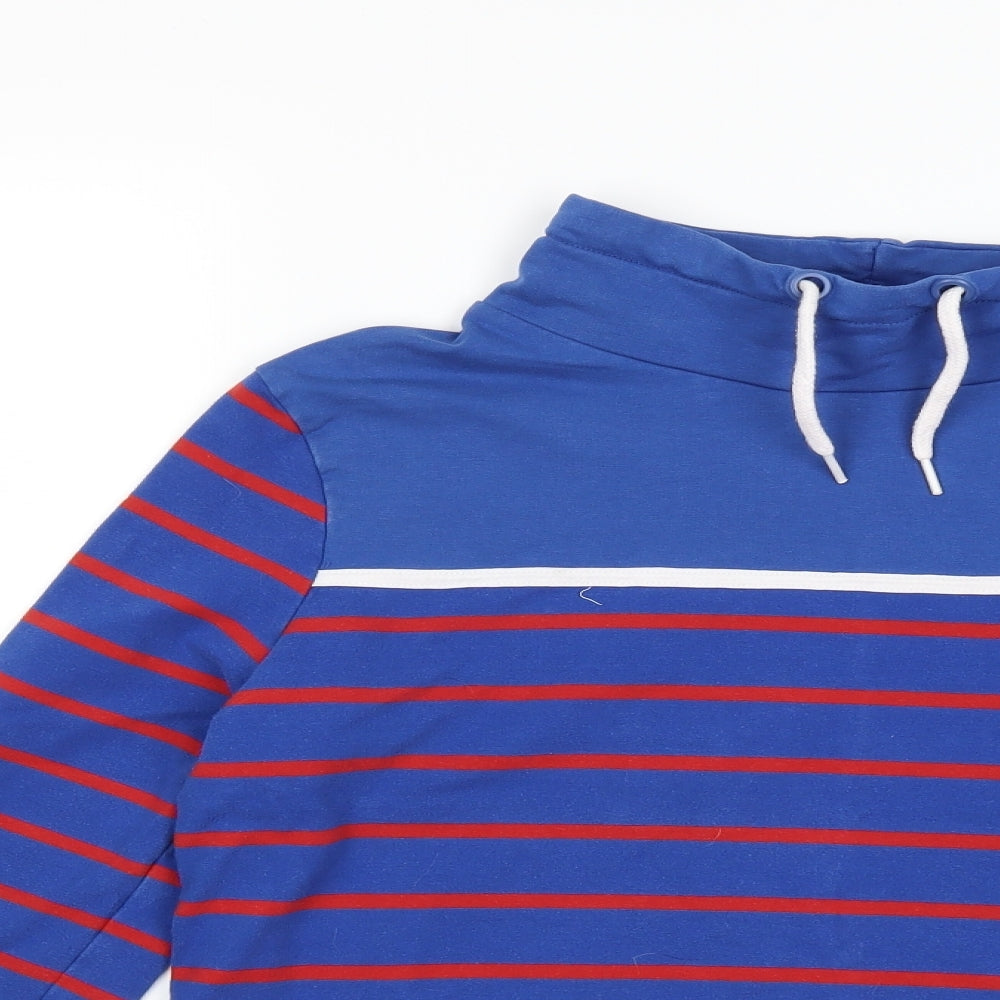 Equestrian Womens Blue Striped  Pullover Sweatshirt Size 10