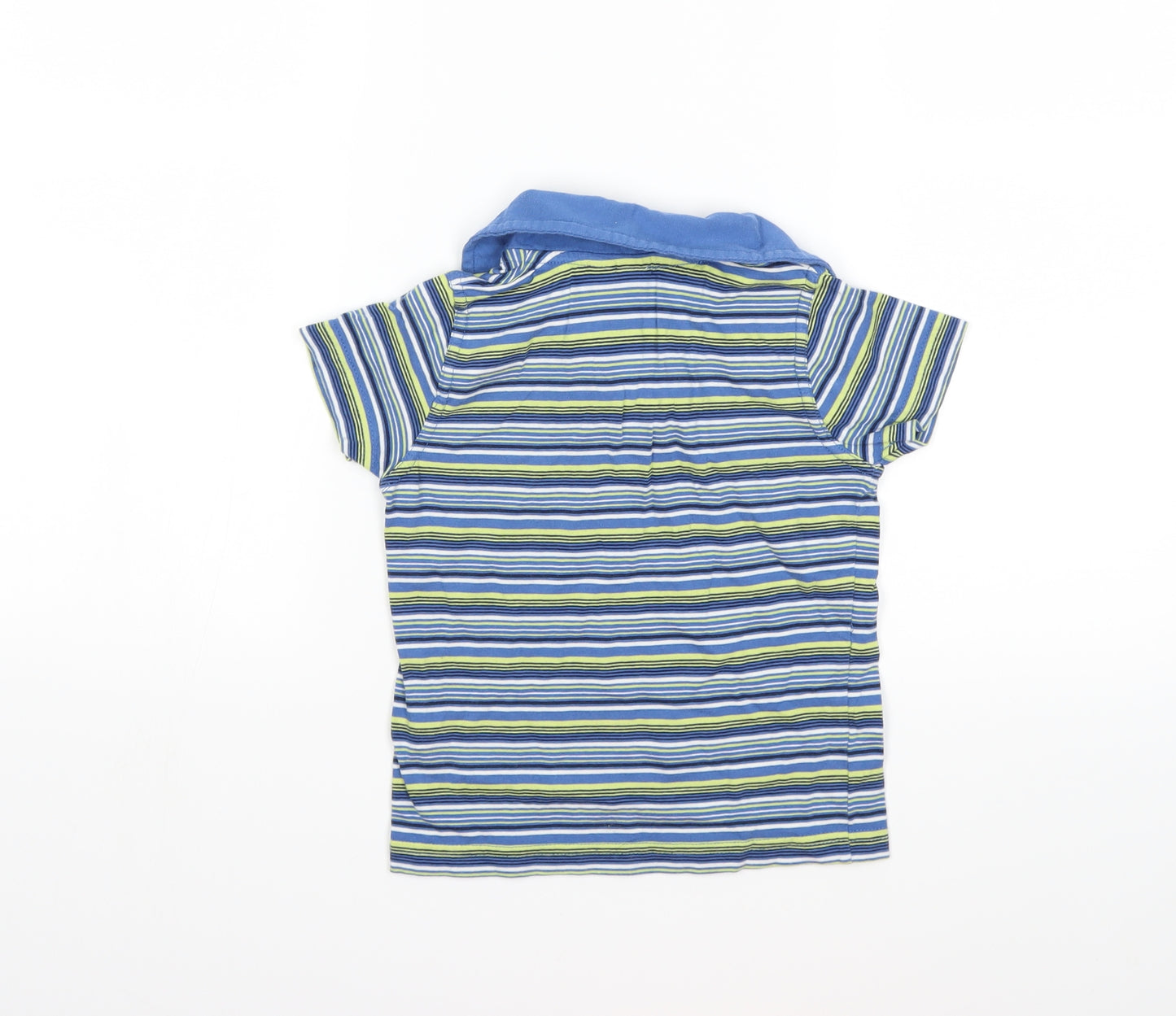 Preworn Boys Blue Striped  Basic Polo Size 2-3 Years