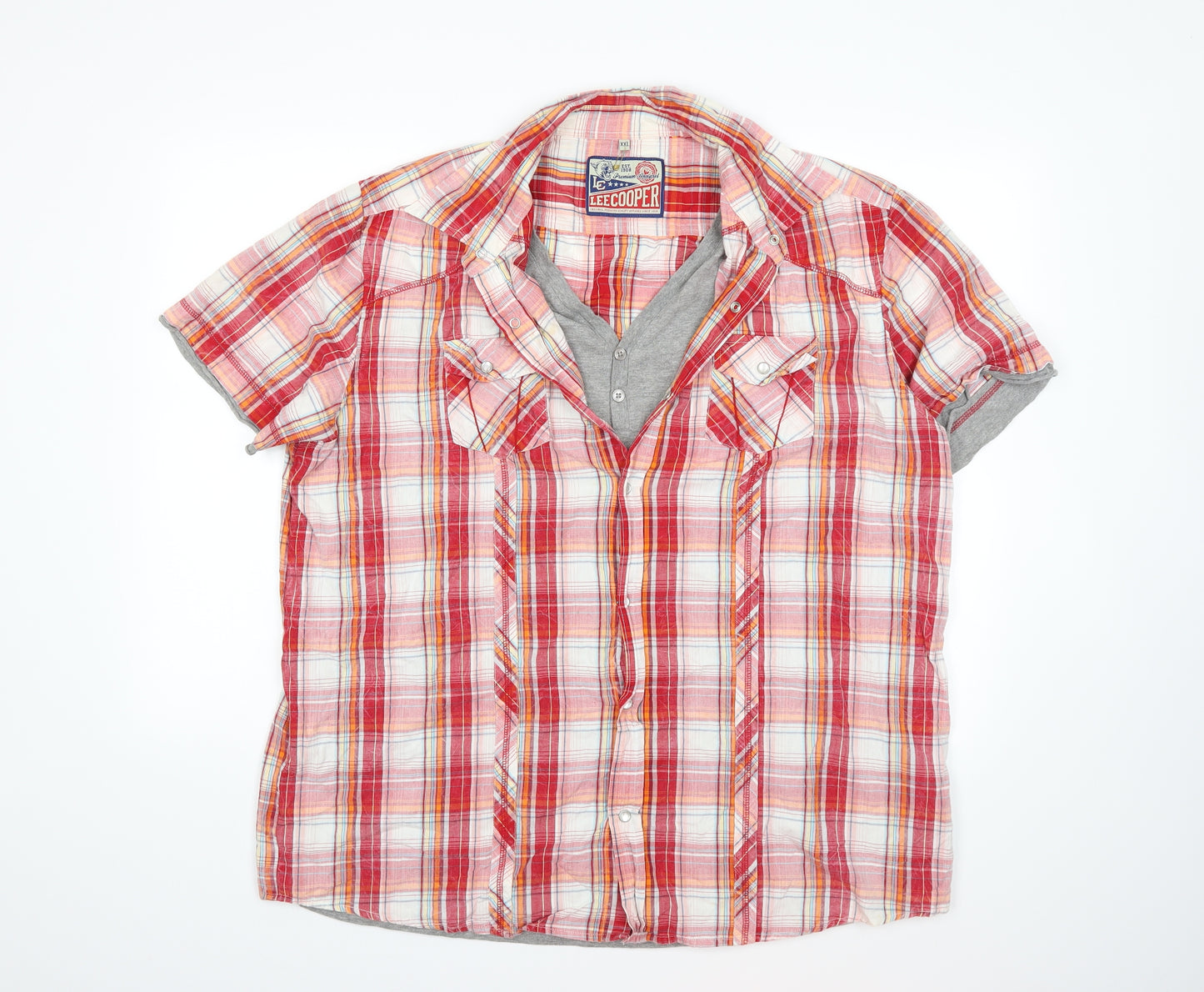 Lee Cooper Mens Red Check   Button-Up Size 2XL