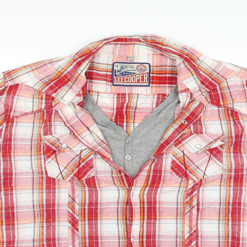 Lee Cooper Mens Red Check   Button-Up Size 2XL