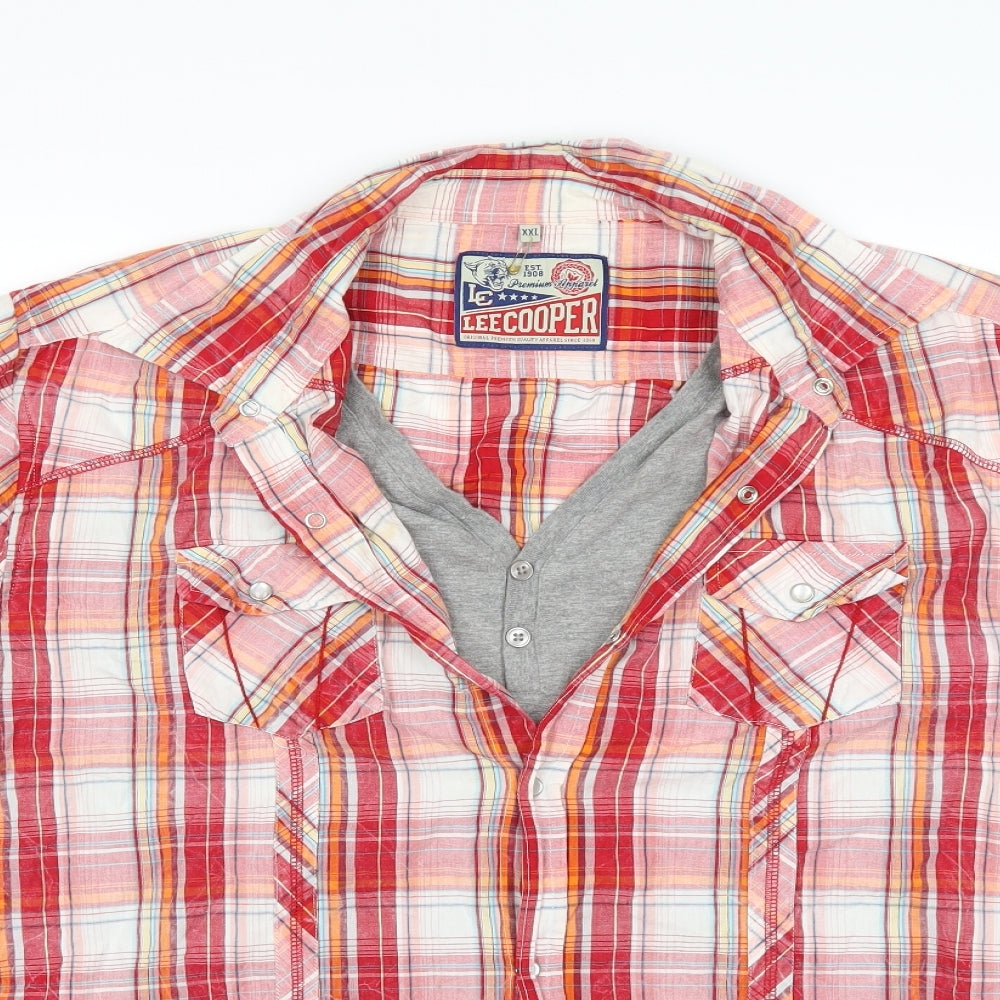 Lee Cooper Mens Red Check   Button-Up Size 2XL