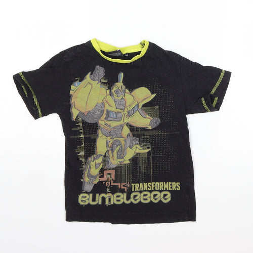 Preworn Boys Black   Basic T-Shirt Size 5-6 Years