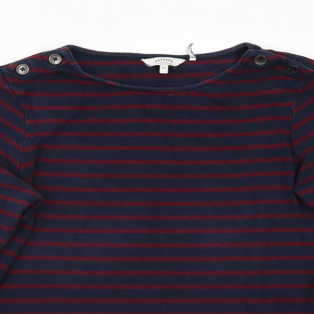 Fatface Womens Blue Striped  Basic T-Shirt Size 10