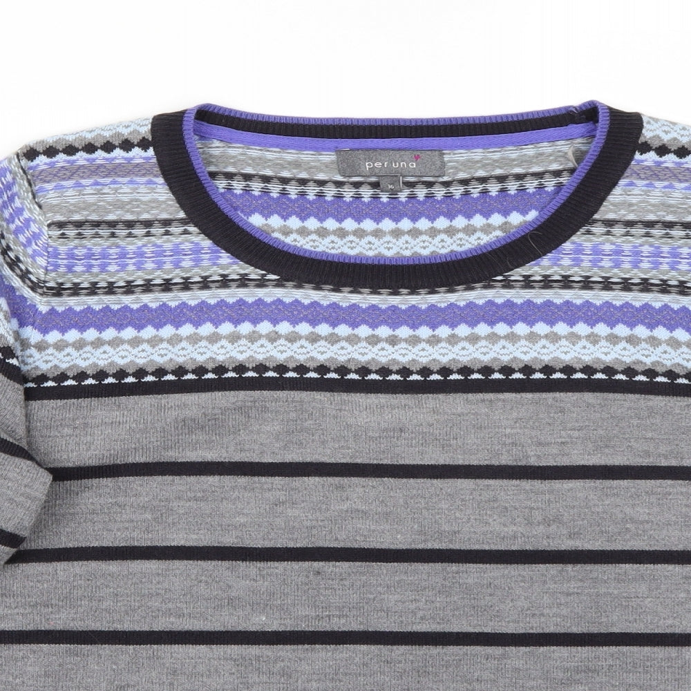 Per Una Womens Grey Striped  Pullover Jumper Size 16