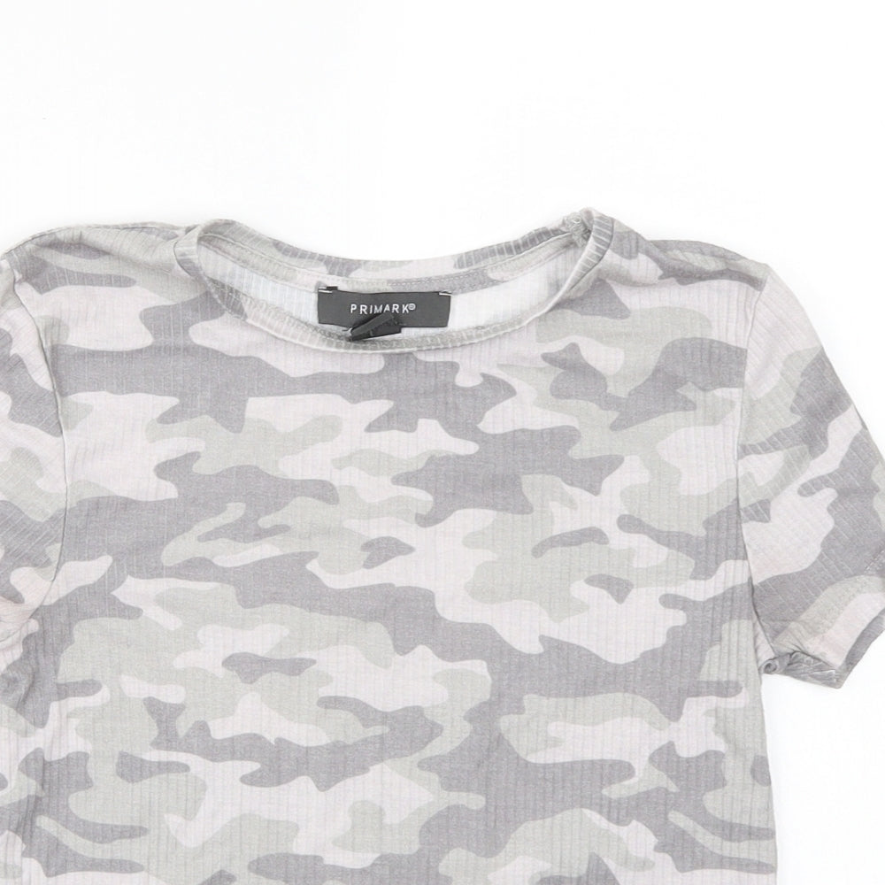 Primark Womens Green Camouflage  Basic T-Shirt Size XS