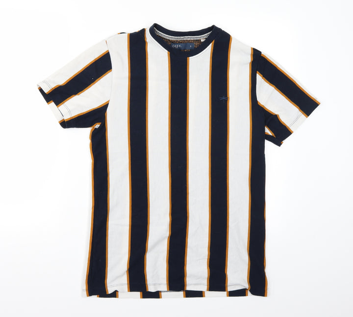 EAST Mens White Striped T-Shirt Size S