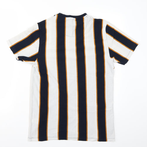 EAST Mens White Striped   T-Shirt Size S