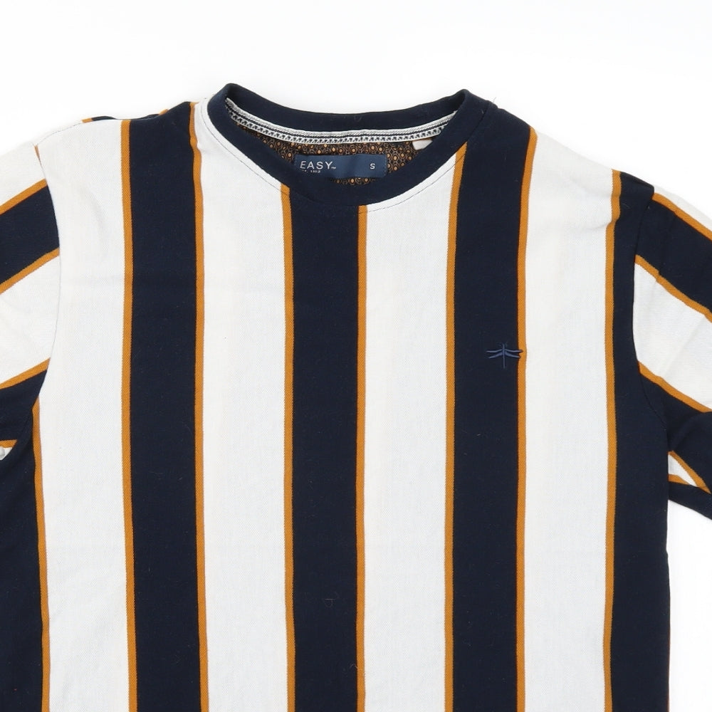 EAST Mens White Striped   T-Shirt Size S