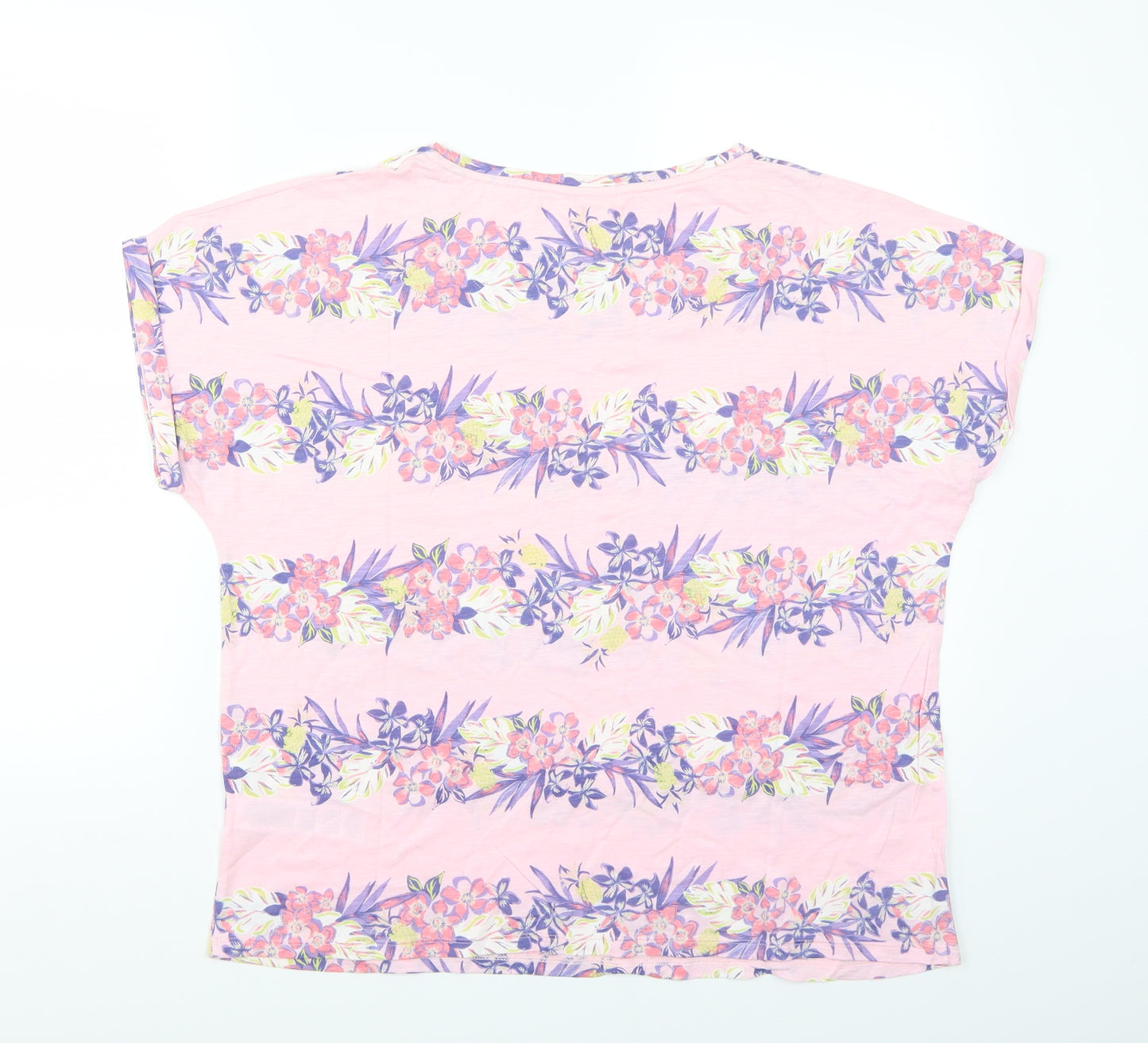 Marks and Spencer Womens Pink Floral  Basic T-Shirt Size 14