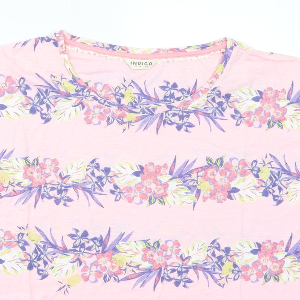 Marks and Spencer Womens Pink Floral  Basic T-Shirt Size 14