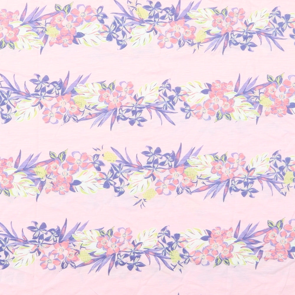 Marks and Spencer Womens Pink Floral  Basic T-Shirt Size 14