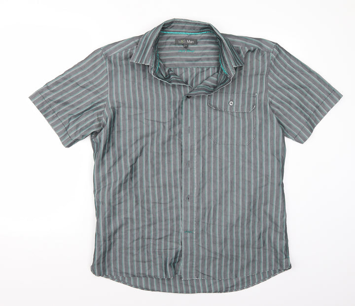 Marks and Spencer Mens Grey    Button-Up Size M