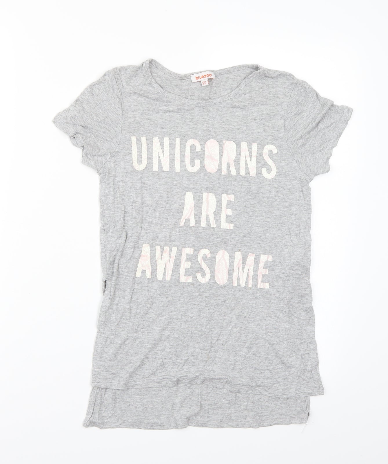 Bluezoo Girls Grey   Basic T-Shirt Size 9-10 Years