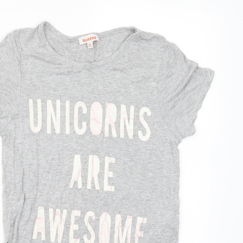 Bluezoo Girls Grey   Basic T-Shirt Size 9-10 Years