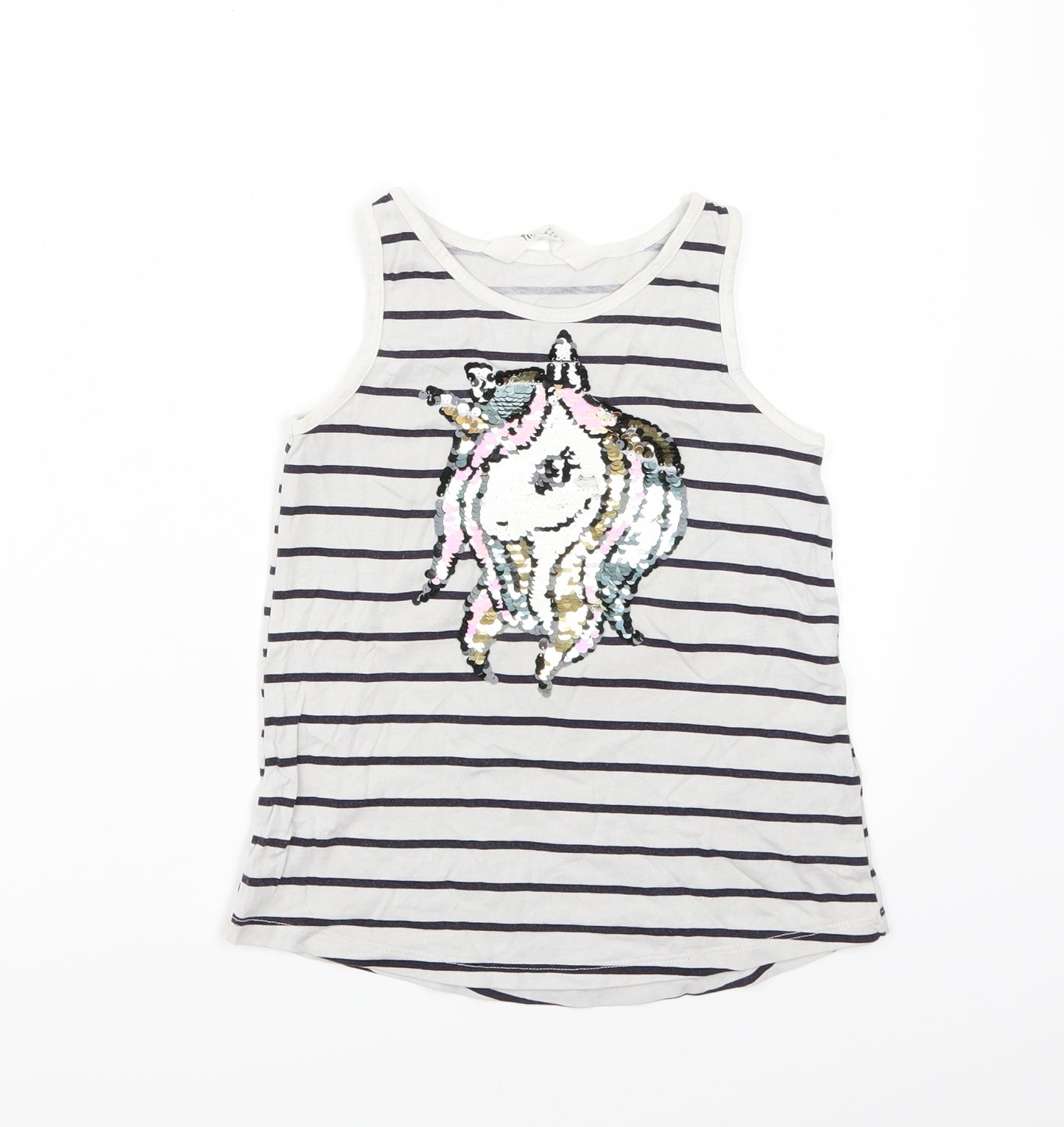 H&M Girls White Striped  Basic Tank Size 5 Years